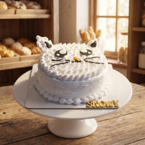 Adorable White Cat Themed Cake