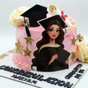 Personalized Pink & Gold Graduation Cake