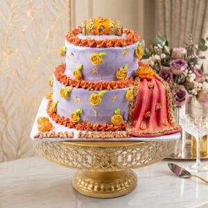 Traditional Dholki & Mehndi Custom Cake