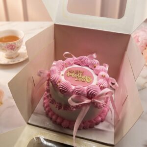 Elegant Pink Ribbon Mother's Day Bento Cake