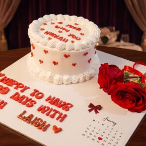 Personalized Calendar & Roses Anniversary Cake