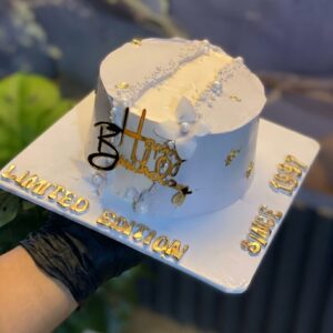 Elegant "Limited Edition" White & Gold Birthday Cake